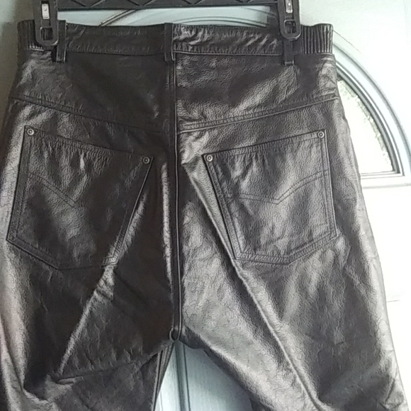 Men's Black Leather Pants - Picture 7 of 9